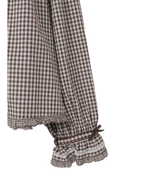 PINK HOUSE ピンクハウス ギンガムチェック 襟 フリル ブラウス PINK HOUSE（ピンクハウス） ブラウス シャツ フリル襟付きギンガム