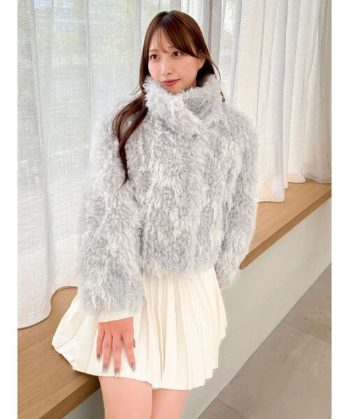 dazzlin（ダズリン）の「ニットプリーツミニスカート（スカート・レディース・アイボリー/チャコールグレー/ブルー/ミント/ピンク・FREE）」の9枚目の写真