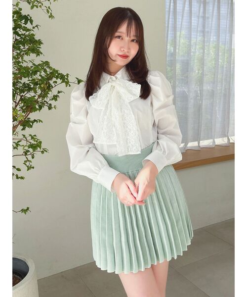 dazzlin（ダズリン）の「ニットプリーツミニスカート（スカート・レディース・アイボリー/チャコールグレー/ブルー/ミント/ピンク・FREE）」の15枚目の写真