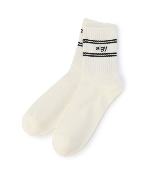 algy（アルジー）の「ダブルラインクルーソックス（ソックス/靴下・キッズ・ブラック/アイボリー/グレー・24/21）」の2枚目の写真