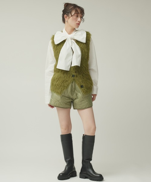 Narcissus（ナルシス）の「カラーシャギーベスト/ファーベスト（ベスト・レディース・カーキ/ピンク/グレー・FREE）」の6枚目の写真