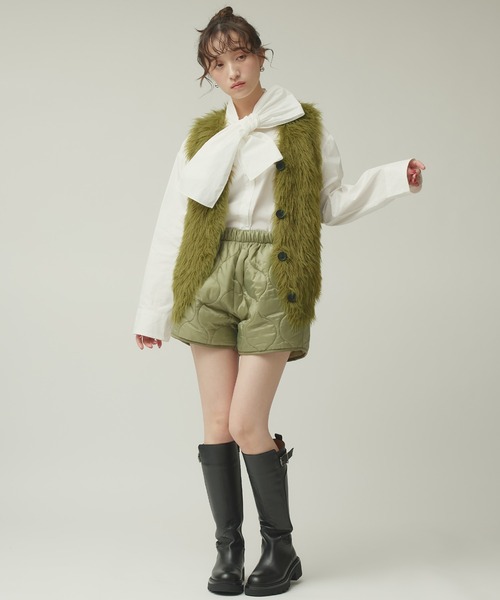 Narcissus（ナルシス）の「カラーシャギーベスト/ファーベスト（ベスト・レディース・カーキ/ピンク/グレー・FREE）」の8枚目の写真