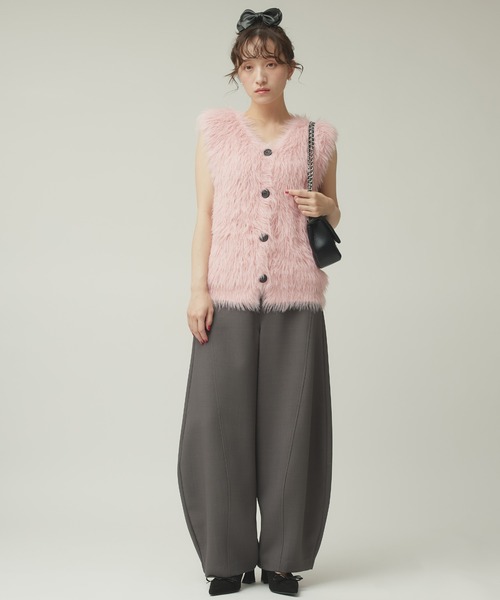 Narcissus（ナルシス）の「カラーシャギーベスト/ファーベスト（ベスト・レディース・カーキ/ピンク/グレー・FREE）」の9枚目の写真