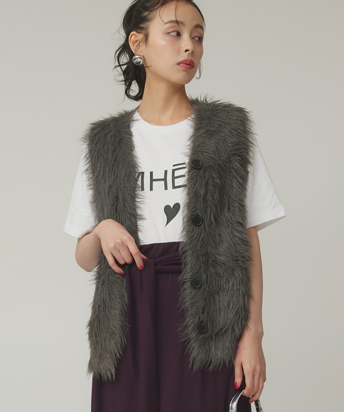 Narcissus（ナルシス）の「カラーシャギーベスト/ファーベスト（ベスト・レディース・カーキ/ピンク/グレー・FREE）」の20枚目の写真