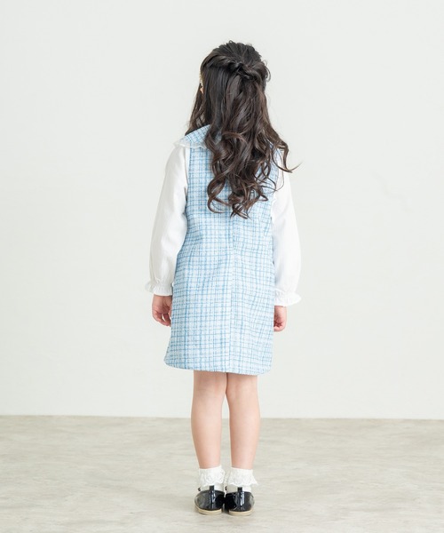 la poche biscuit（ラポシェビスキュイ）の「【オケージョン】ツイードワンピース（ワンピース・キッズ・ピンク/サックスブルー・100/130/120/110/90/80/140）」の7枚目の写真