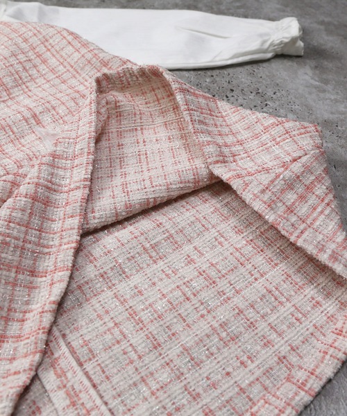 la poche biscuit（ラポシェビスキュイ）の「【オケージョン】ツイードワンピース（ワンピース・キッズ・ピンク/サックスブルー・100/130/120/110/90/80/140）」の16枚目の写真