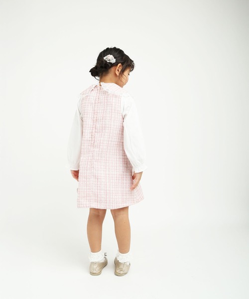 la poche biscuit（ラポシェビスキュイ）の「【オケージョン】ツイードワンピース（ワンピース・キッズ・ピンク/サックスブルー・100/130/120/110/90/80/140）」の12枚目の写真