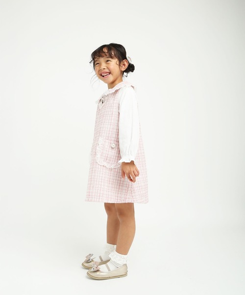 la poche biscuit（ラポシェビスキュイ）の「【オケージョン】ツイードワンピース（ワンピース・キッズ・ピンク/サックスブルー・100/130/120/110/90/80/140）」の11枚目の写真