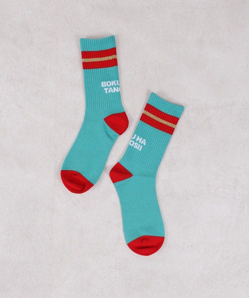 MARKEY'S（マーキーズ）の「【BOKU HA TANOSII】別注ラメラインソックス/19-21cm（ソックス/靴下・キッズ・ホワイト/レッド/ブルー・19-21cm）」の3枚目の写真