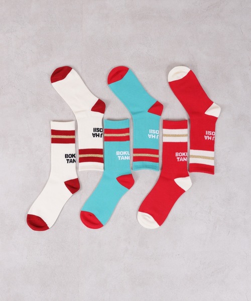 MARKEY'S（マーキーズ）の「【BOKU HA TANOSII】別注ラメラインソックス/19-21cm（ソックス/靴下・キッズ・ホワイト/レッド/ブルー・19-21cm）」の4枚目の写真