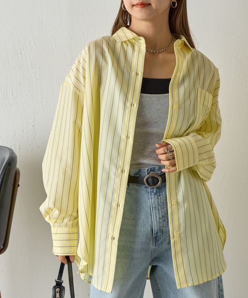 COLONY 2139（コロニートゥーワンスリーナイン）の「マルチストライプ長袖シャツ（シャツ/ブラウス・レディース・ピンク/イエロー/サックスブルー・FREE）」の2枚目の写真