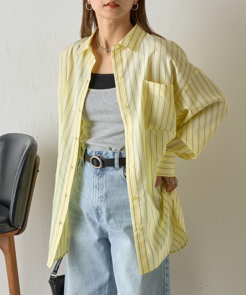 COLONY 2139（コロニートゥーワンスリーナイン）の「マルチストライプ長袖シャツ（シャツ/ブラウス・レディース・ピンク/イエロー/サックスブルー・FREE）」の10枚目の写真
