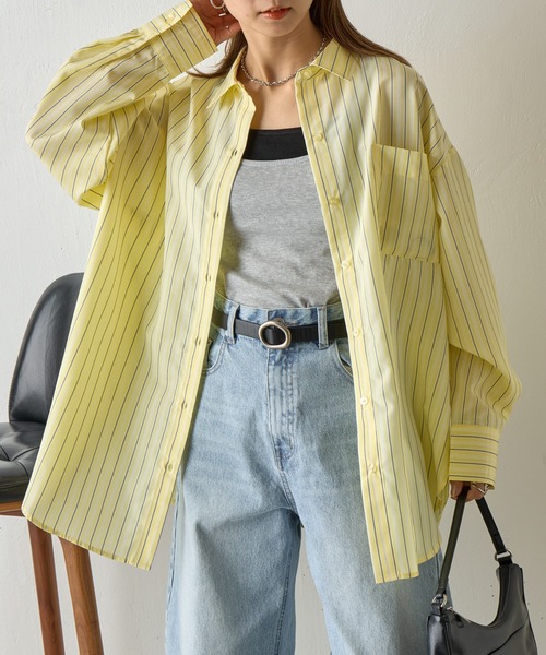 COLONY 2139（コロニートゥーワンスリーナイン）の「マルチストライプ長袖シャツ（シャツ/ブラウス・レディース・ピンク/イエロー/サックスブルー・FREE）」の9枚目の写真