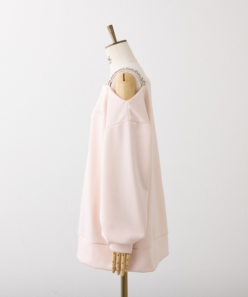 Seemi. byNICECLAUP（ シーミーバイナイスクラップ）の「【Seemi.】肩ビジューワンショルトップス（Tシャツ/カットソー・レディース・ホワイト×ネイビー/ミント/ピンク・FREE）」の8枚目の写真