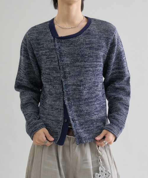EPNK（イーピーエヌケー）の「Melange Asym Button Cardigan / メランジ アシンメトリー ボタン カーディガン（カーディガン/ボレロ・メンズ・ネイビー/ブラウン・SMALL/MEDIUM/LARGE）」の18枚目の写真