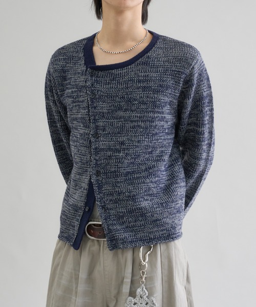 EPNK（イーピーエヌケー）の「Melange Asym Button Cardigan / メランジ アシンメトリー ボタン カーディガン（カーディガン/ボレロ・メンズ・ネイビー/ブラウン・SMALL/MEDIUM/LARGE）」の19枚目の写真