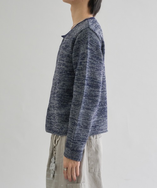 EPNK（イーピーエヌケー）の「Melange Asym Button Cardigan / メランジ アシンメトリー ボタン カーディガン（カーディガン/ボレロ・メンズ・ネイビー/ブラウン・SMALL/MEDIUM/LARGE）」の20枚目の写真