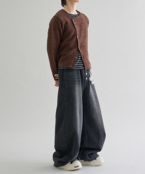 EPNK（イーピーエヌケー）の「Melange Asym Button Cardigan / メランジ アシンメトリー ボタン カーディガン（カーディガン/ボレロ・メンズ・ネイビー/ブラウン・SMALL/MEDIUM/LARGE）」の12枚目の写真