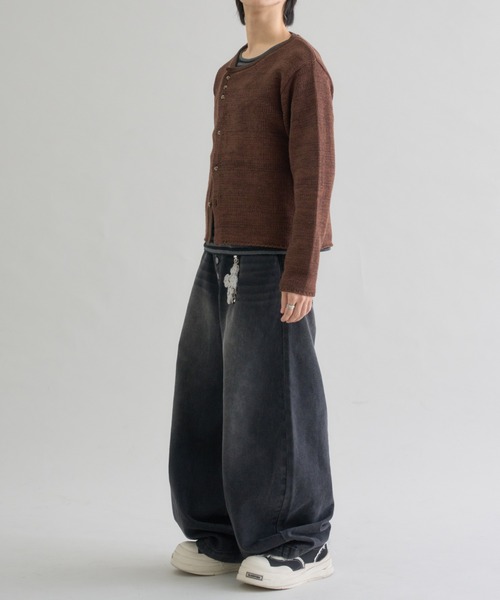 EPNK（イーピーエヌケー）の「Melange Asym Button Cardigan / メランジ アシンメトリー ボタン カーディガン（カーディガン/ボレロ・メンズ・ネイビー/ブラウン・SMALL/MEDIUM/LARGE）」の14枚目の写真