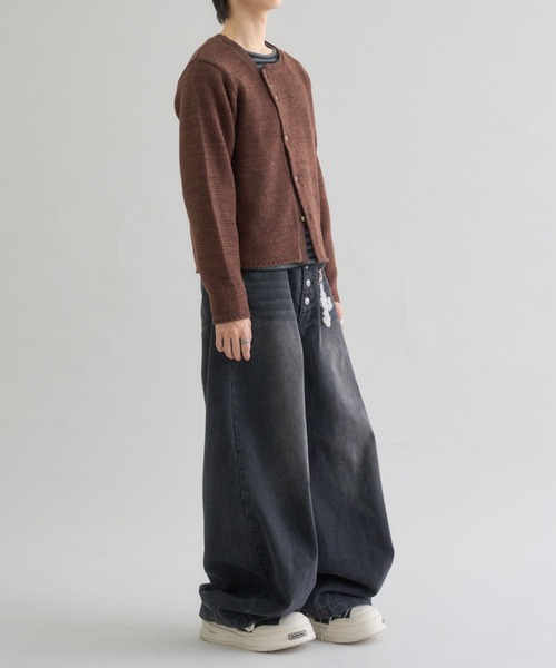 EPNK（イーピーエヌケー）の「Melange Asym Button Cardigan / メランジ アシンメトリー ボタン カーディガン（カーディガン/ボレロ・メンズ・ネイビー/ブラウン・SMALL/MEDIUM/LARGE）」の9枚目の写真