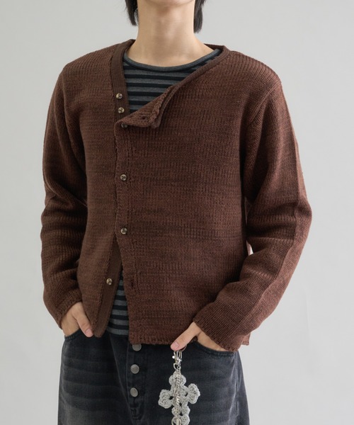 セール】Melange Asym Button Cardigan / メランジ アシンメトリー