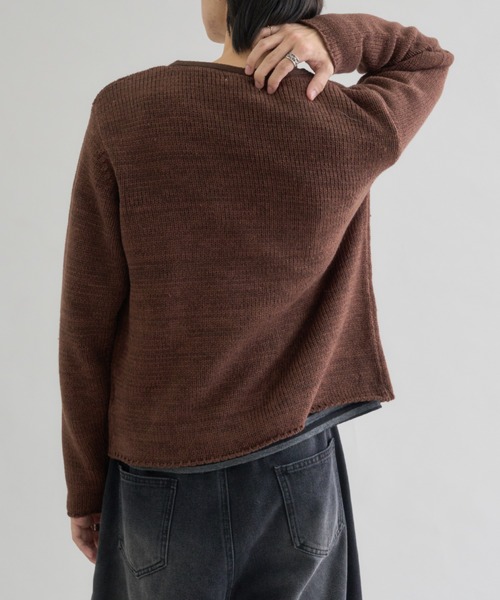 EPNK（イーピーエヌケー）の「Melange Asym Button Cardigan / メランジ アシンメトリー ボタン カーディガン（カーディガン/ボレロ・メンズ・ネイビー/ブラウン・SMALL/MEDIUM/LARGE）」の4枚目の写真