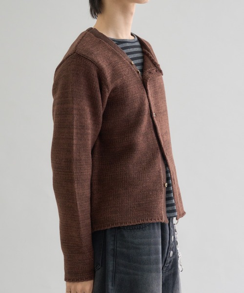 EPNK（イーピーエヌケー）の「Melange Asym Button Cardigan / メランジ アシンメトリー ボタン カーディガン（カーディガン/ボレロ・メンズ・ネイビー/ブラウン・SMALL/MEDIUM/LARGE）」の5枚目の写真