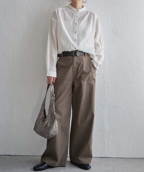 LBC（エルビーシー）の「オーガニックコットンバンドカラーシャツ（シャツ/ブラウス・レディース・グレー/ブルー/ホワイト/ピンク・M/L）」の10枚目の写真