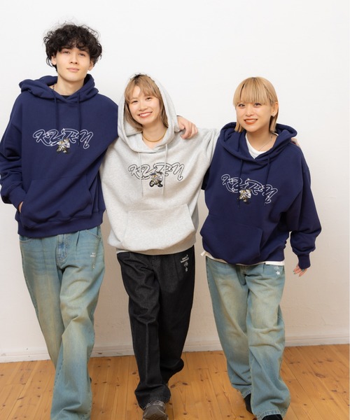 kaoyorinakami（カオヨリナカミ）の「punch bike studs hoodie / パンチバイクスタッズパーカー（パーカー・メンズ・ネイビー/グレー・X-LARGE/LARGE/MEDIUM/SMALL）」の18枚目の写真