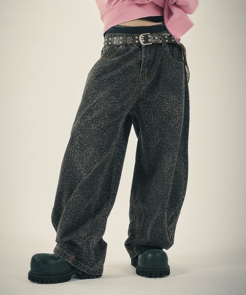 80s MODZART レオパード スキニーデニムパンツ パンク VINTAGE レオパードワイドデニムパンツ（デニムパンツ）｜MSG（エムエスジー