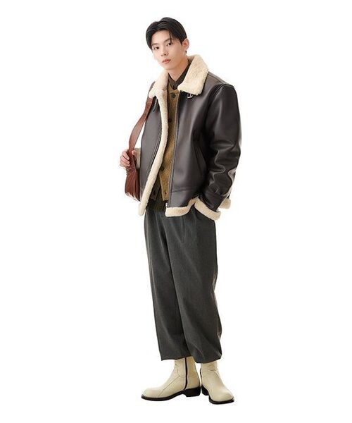 SPERONE（スペロネ）の「[リニューアル] プレミアムスタンダード B3 ムートンジャケット メンズ (ブラウン)（ムートンコート・メンズ・その他・LARGE/X-LARGE/MEDIUM）」の3枚目の写真
