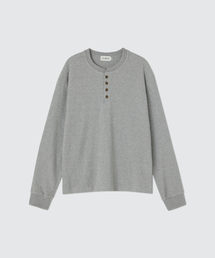 LEARVE（ルアブ）の「東京テクスチャーワッフルヘンリーネックグレー（Tシャツ/カットソー）」