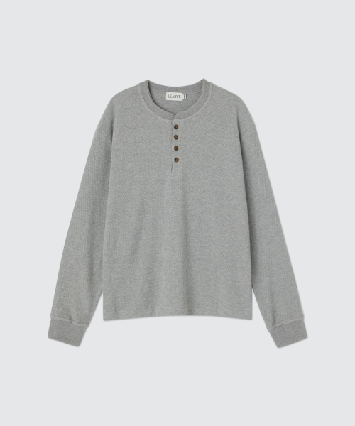 LEARVE(ルアブ)の「東京テクスチャーワッフルヘンリーネックグレー(Tシャツ/カットソー・メンズ・その他・M/L/XL)」の1枚目の写真