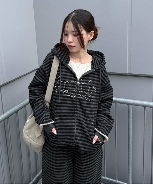 26SS】アソート柄加工ジップパーカー（パーカー）｜sedacle（セダクル