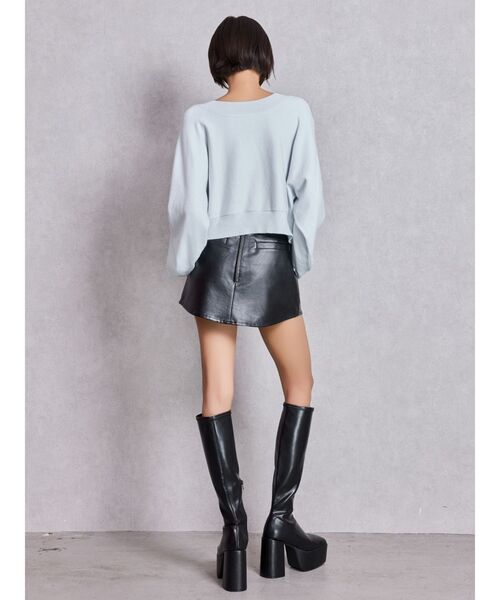 GYDA（ジェイダ）の「FLUKE インターシャラメニット 2WAYトップス（ニット/セーター・レディース・ブラック/オフホワイト/グレー・FREE）」の14枚目の写真