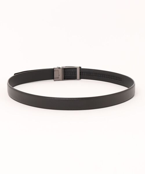 TAKA-Q(タカキュー)の「【アジャストフリー 表牛革】タカキュー サフィアーノ型押しベルト(ベルト・メンズ・ブラック/ダークウッド・FREE)」の3枚目の写真