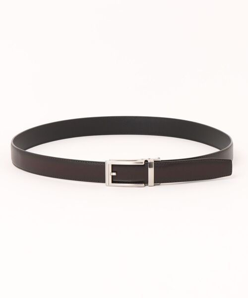 TAKA-Q(タカキュー)の「【アジャストフリー 表牛革】タカキュー サフィアーノ型押しベルト(ベルト・メンズ・ブラック/ダークウッド・FREE)」の4枚目の写真