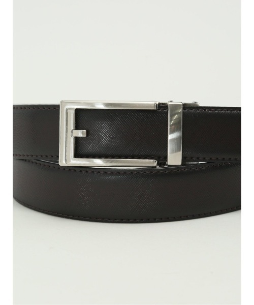 TAKA-Q(タカキュー)の「【アジャストフリー 表牛革】タカキュー サフィアーノ型押しベルト(ベルト・メンズ・ブラック/ダークウッド・FREE)」の5枚目の写真