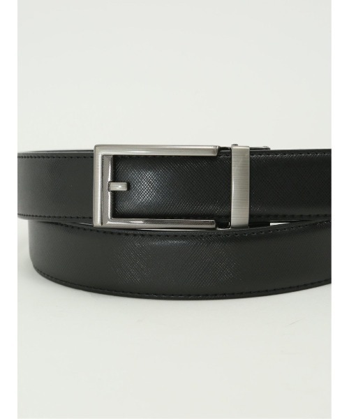 TAKA-Q(タカキュー)の「【アジャストフリー 表牛革】タカキュー サフィアーノ型押しベルト(ベルト・メンズ・ブラック/ダークウッド・FREE)」の9枚目の写真