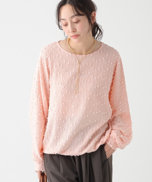 Elura（エルーラ）の「ドットジャガードブラウス/655730（シャツ/ブラウス・レディース・ライトピンク/ブラック/ホワイト・FREE）」の3枚目の写真