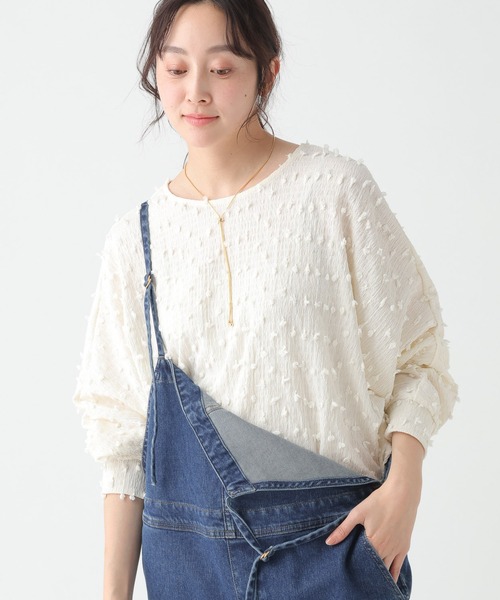 Elura（エルーラ）の「ドットジャガードブラウス/655730（シャツ/ブラウス・レディース・ライトピンク/ブラック/ホワイト・FREE）」の2枚目の写真