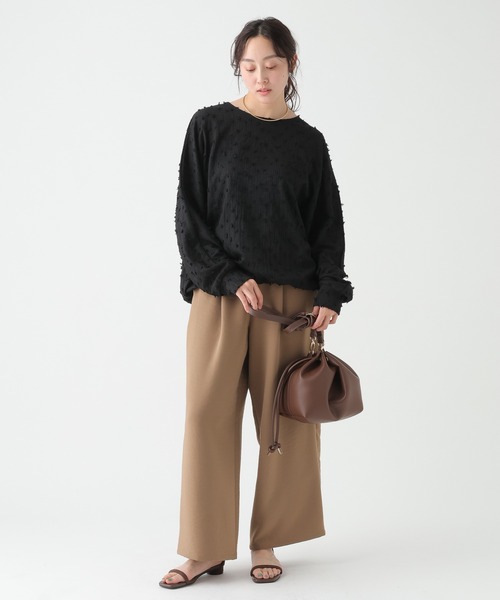 Elura（エルーラ）の「ドットジャガードブラウス/655730（シャツ/ブラウス・レディース・ライトピンク/ブラック/ホワイト・FREE）」の7枚目の写真