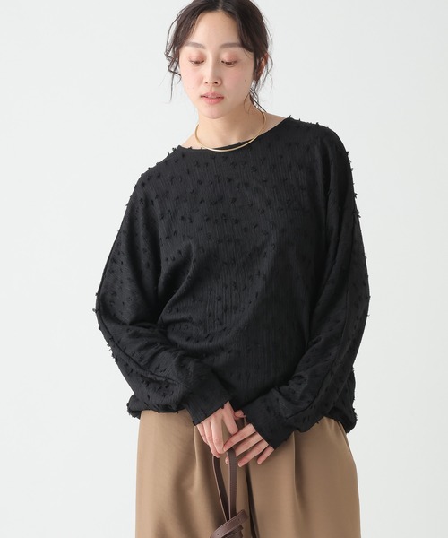 Elura（エルーラ）の「ドットジャガードブラウス/655730（シャツ/ブラウス・レディース・ライトピンク/ブラック/ホワイト・FREE）」の6枚目の写真