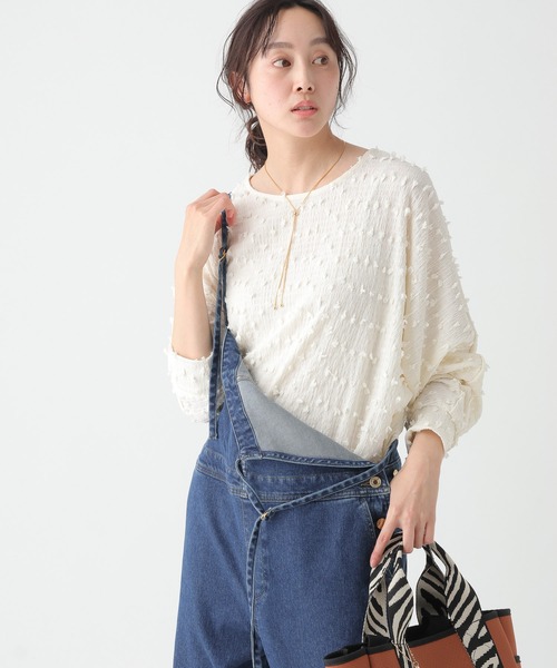 Elura（エルーラ）の「ドットジャガードブラウス/655730（シャツ/ブラウス・レディース・ライトピンク/ブラック/ホワイト・FREE）」の4枚目の写真