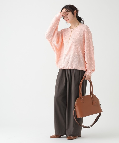 Elura（エルーラ）の「ドットジャガードブラウス/655730（シャツ/ブラウス・レディース・ライトピンク/ブラック/ホワイト・FREE）」の9枚目の写真