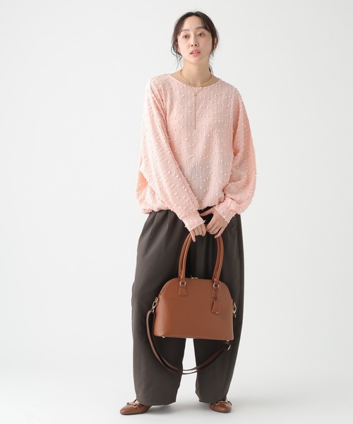 Elura（エルーラ）の「ドットジャガードブラウス/655730（シャツ/ブラウス・レディース・ライトピンク/ブラック/ホワイト・FREE）」の10枚目の写真