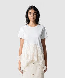 muller of yoshiokubo | muller of yoshiokubo ミュラーオブヨシオクボ / RUFFLE CHIFFON T-SHIRTS ラッフルシフォンミックスTシャツ / MLS26111(Tシャツ/カットソー)