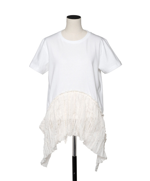 muller of yoshiokubo（ミュラーオブヨシオクボ）の「muller of yoshiokubo ミュラーオブヨシオクボ / RUFFLE CHIFFON T-SHIRTS ラッフルシフォンミックスTシャツ / MLS26111（Tシャツ/カットソー・レディース・ブラック/ブルー/ホワイト・38/36）」の7枚目の写真