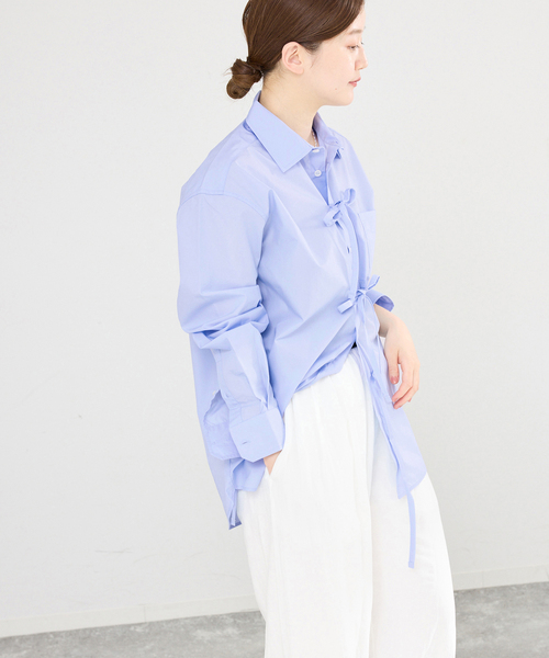 MA/RE（マレ）の「MA/RE/マレ RIBBON SHIRTS シャツ LIGHT COTTON 104 GR（シャツ/ブラウス・レディース・ホワイト/ブルー系その他・FREE/MEDIUM）」の12枚目の写真