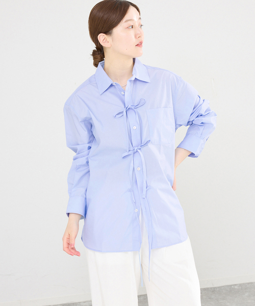 MA/RE（マレ）の「MA/RE/マレ RIBBON SHIRTS シャツ LIGHT COTTON 104 GR（シャツ/ブラウス・レディース・ホワイト/ブルー系その他・FREE/MEDIUM）」の13枚目の写真